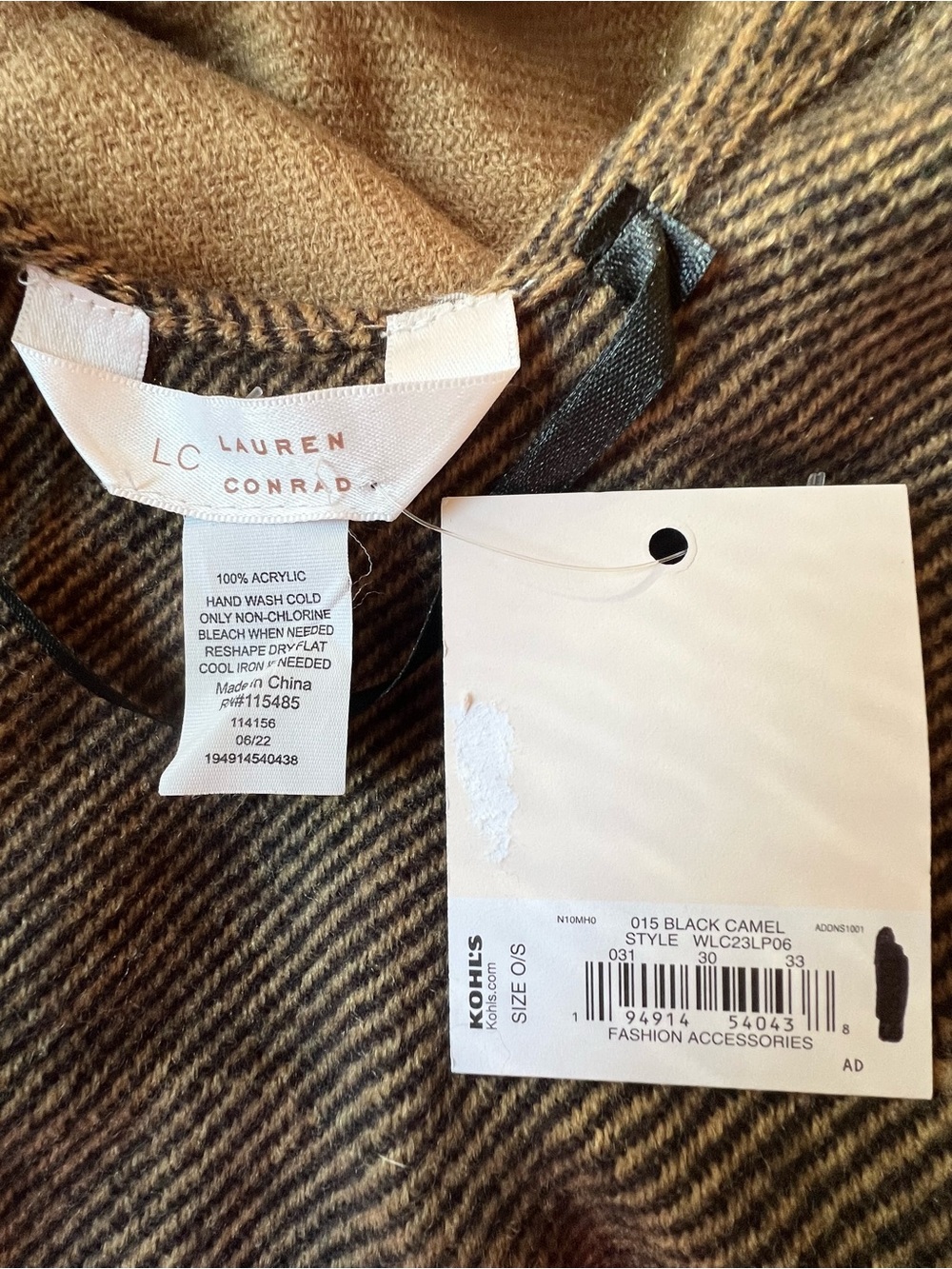 LC Lauren Conrad Two-Tone Wrap Poncho in Camel and Olive - Picture 7 of 7